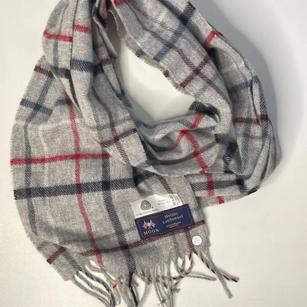 Moon Plaid Merino Lambswool Scarf England